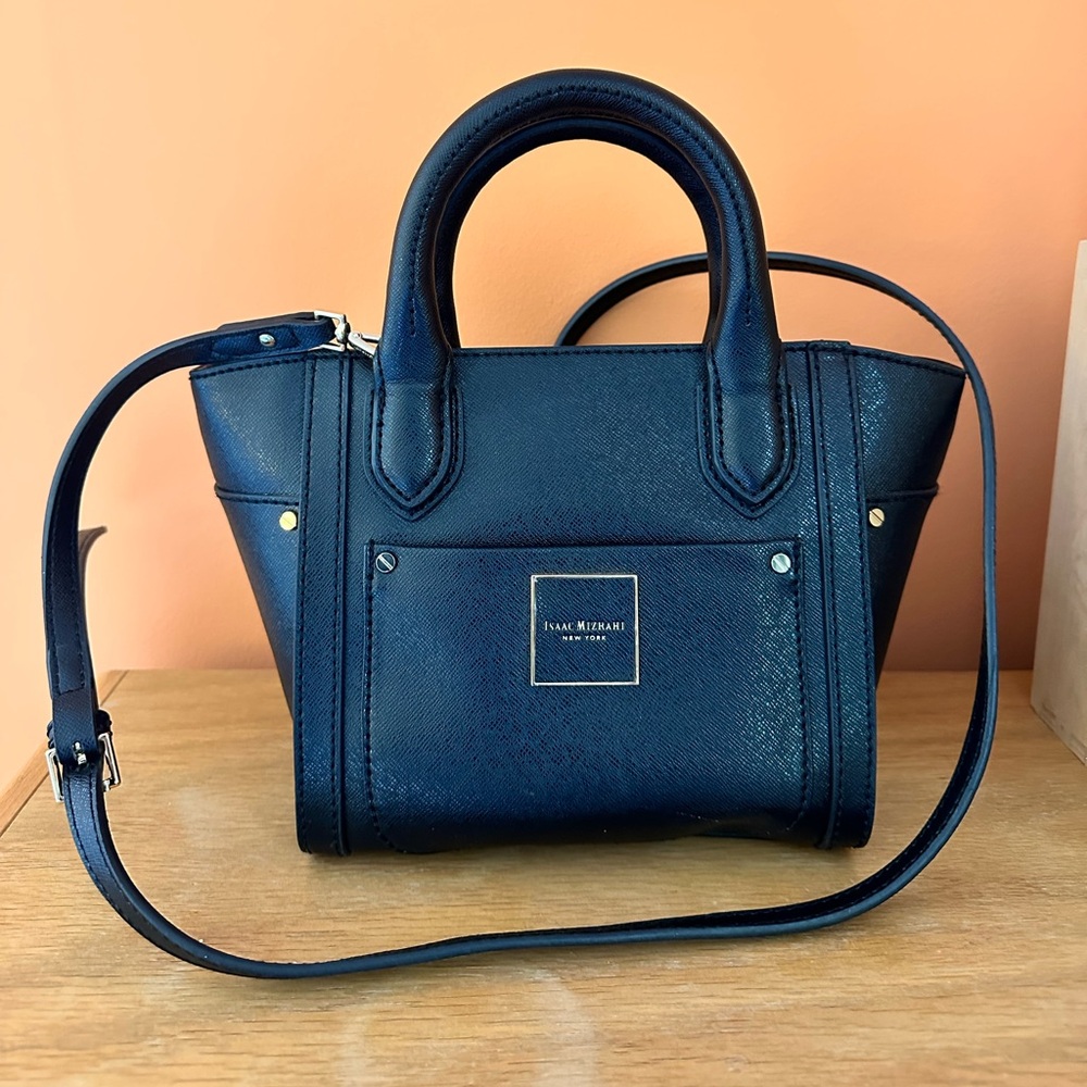 Isaac Mizrahi Black Satchel Crossbody Purse